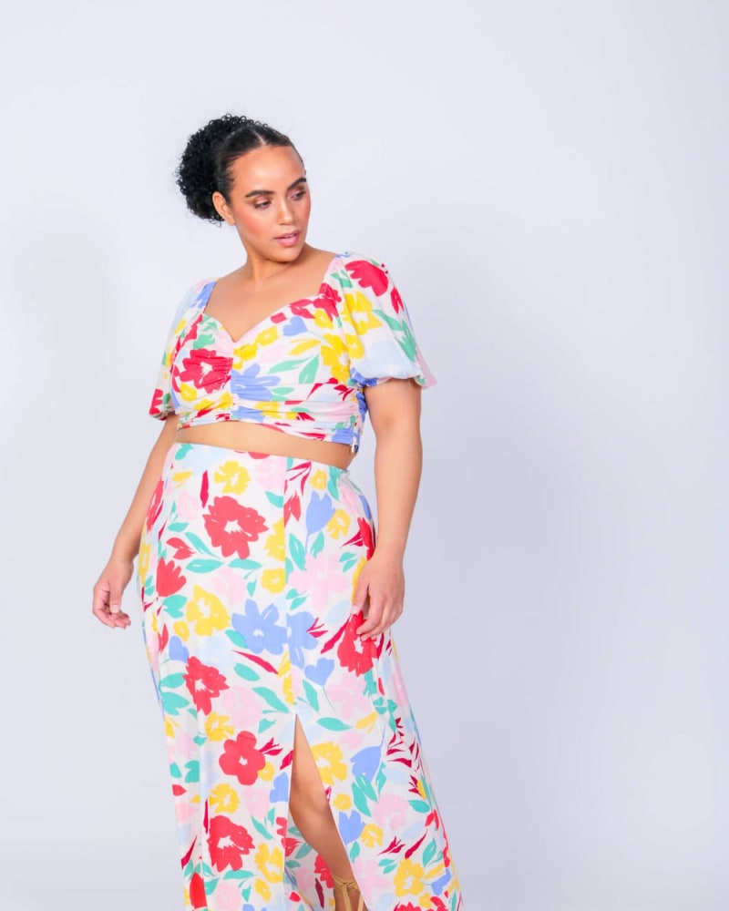Plus size crop top and cheap maxi skirt set